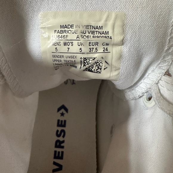 Converse Chuck Taylor All Star High Top Canvas Sneakers Women’s 7 Men’s 5 White - Picture 11 of 11
